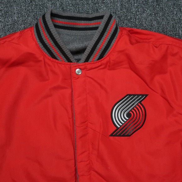 Portland Trail Blazers Jacket Mens XL Gray Red JH Design Reversible Wool Varsity - Picture 9 of 16